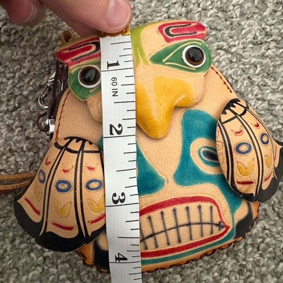 NWT Handcrafted Multicolor Leather Wallet Wristlet Native Totem‎ Coin Purse Bag - Picture 6 of 9